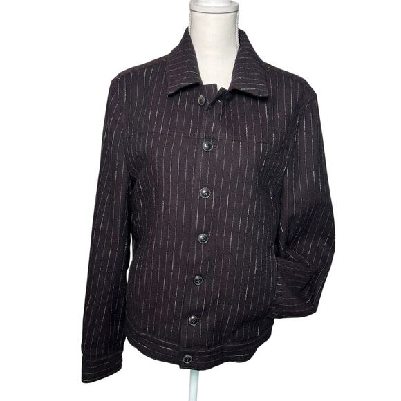 John Varvatos Other - John Varvatos dark plum white striped dress trucker jacket size EU 48 (*US M)